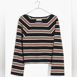 Madewell Metallic Stripe Wide Sleeve Top M